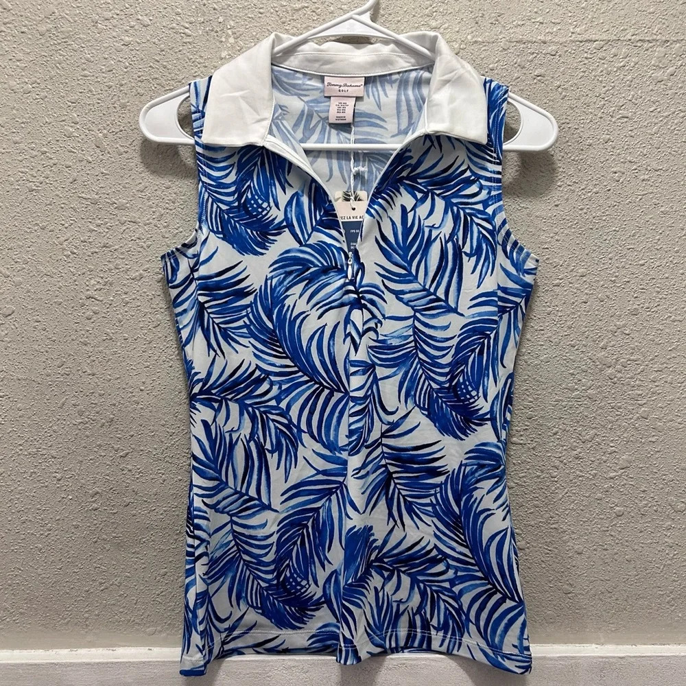 Tommy Bahama Women's Golf Tennis Pickleball Sleeveless Blue Floral Shirt NWT XS